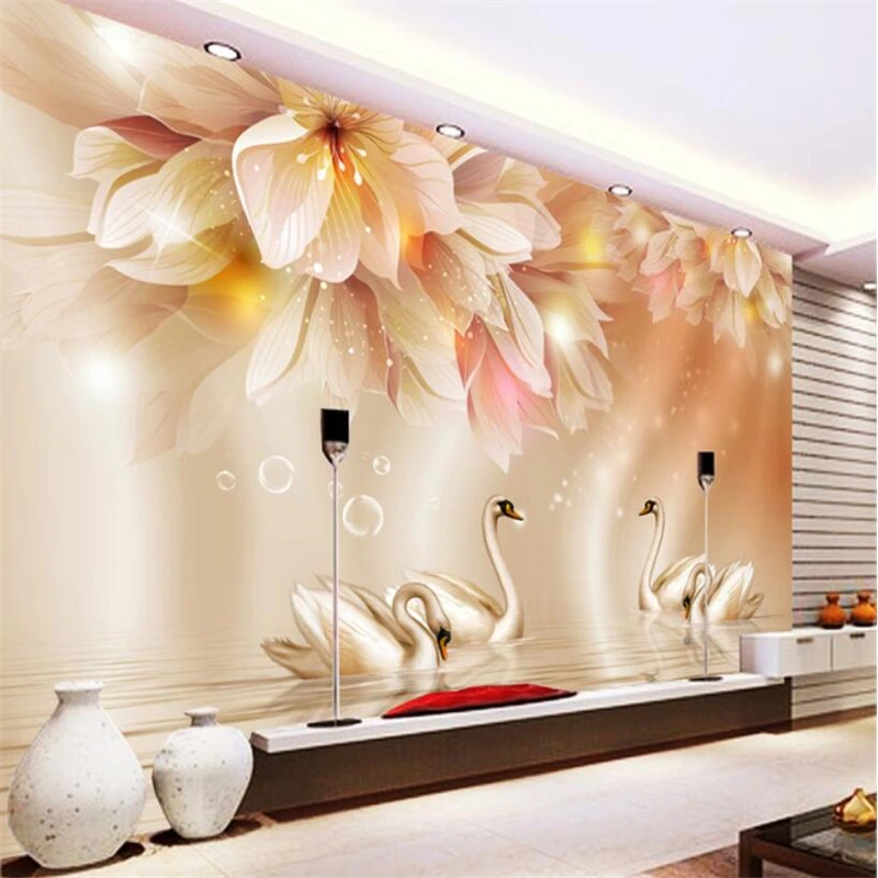 Beibehang 3D обои Мода цветок лебедь 3D ТВ фон гостиная спальня фон Фреска фото обои для стен 3 d