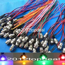 10-100 шт 5 мм 12 в красочный Предварительно проводной светодиодный металлический Индикатор Пилот тире Светильник лампы провода