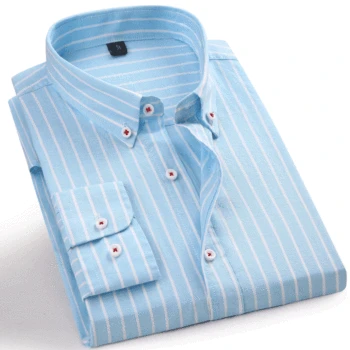 

Spring Autumn New Men Striped Dress Shirt Long Sleeved Fashion Slim Fit Lightweight Button-down Classic Male Smart Casual Shirts