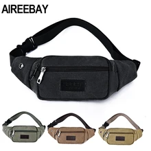 AIREEBAY поясная сумка для женщин и мужчин, поясная сумка унисекс, холщовая поясная сумка, поясная сумка на молнии, чехол для телефона, 110 см, длина ремня, фабрика OEM