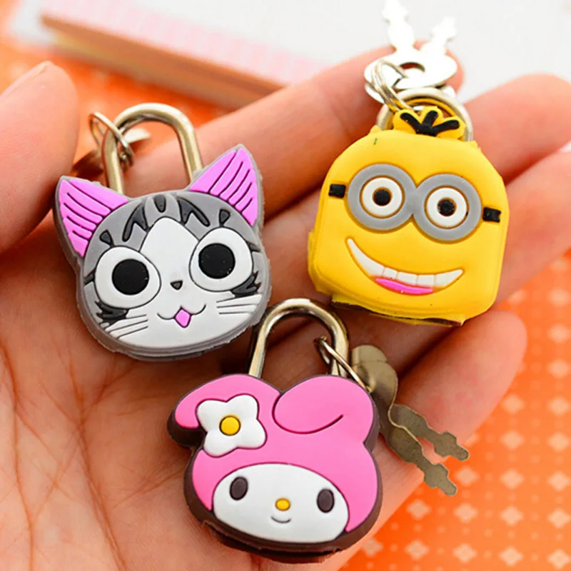 

5pcs Mini Cartoon Stationery Lock Kid Children Gifts Prize Free Shipping Lovely Security Lock with Key School Office Supplies