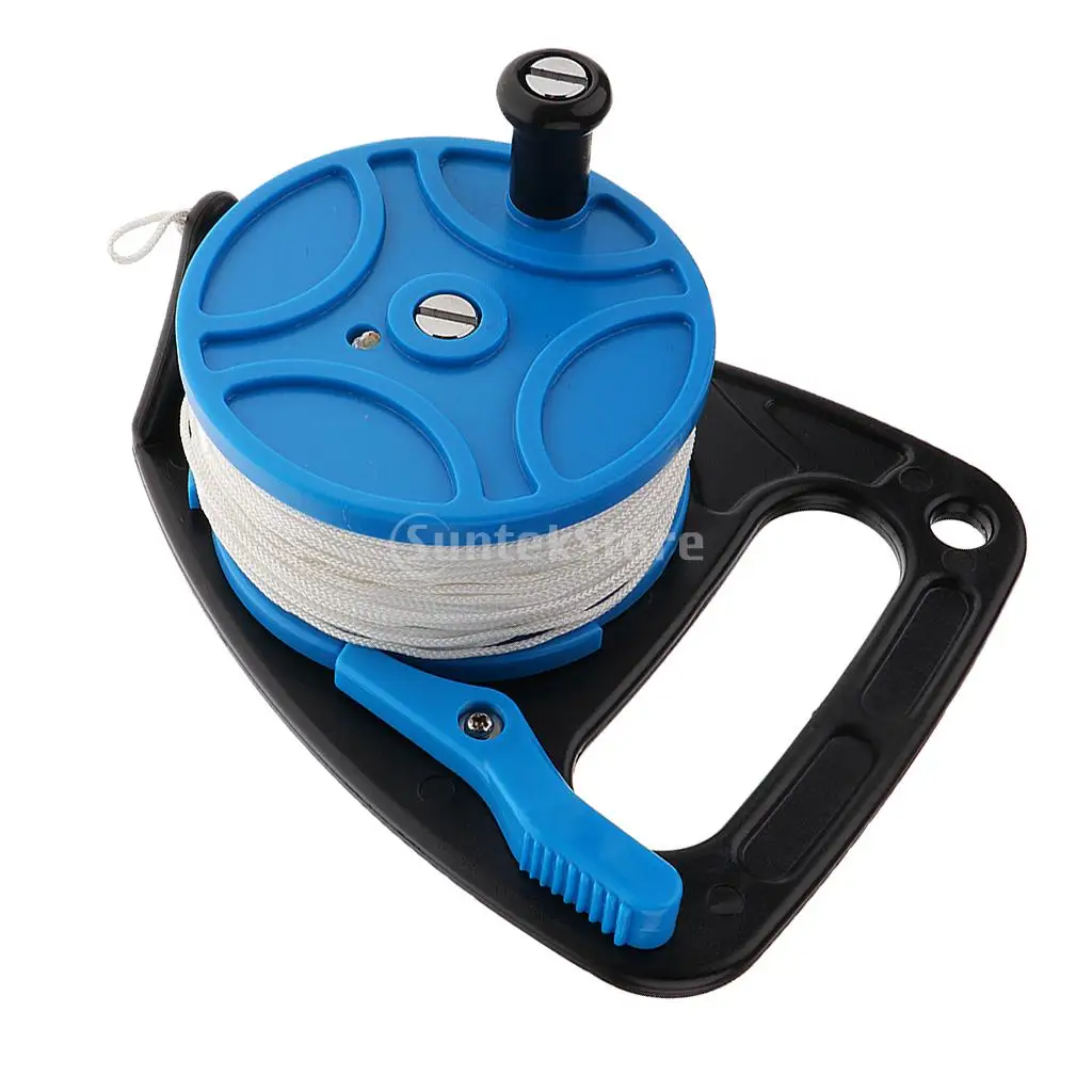 Underwater Scuba Diving Dive Wreck and Cave Reel with 272ft White Line & Thumb Stopper + Safety Rope Float Ball