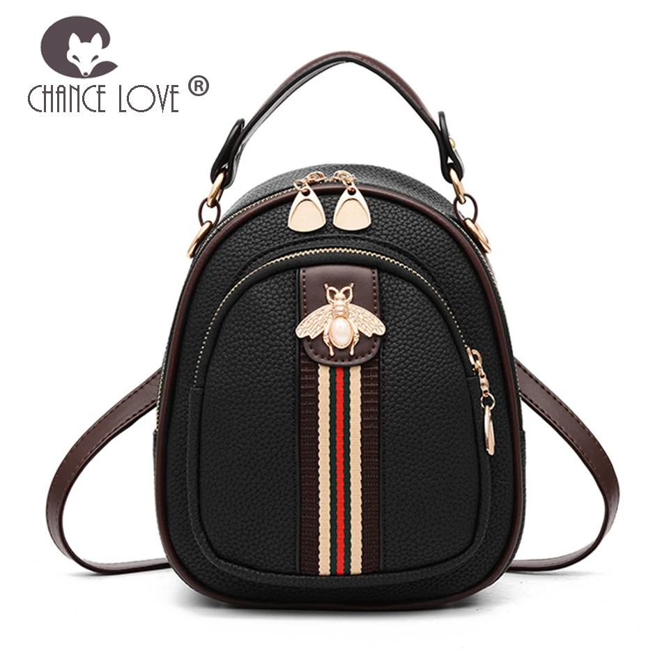 

Chance Love Summer small bag female 2018 new fashion girl backpack women shoulder bag wild Gold bee Multiple zipper backpack