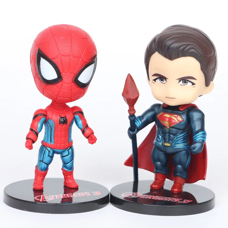 6styles avenger action figures for kids cute Iron man spider man cake decorations movie and video cartoon figures baby kids toys (3)