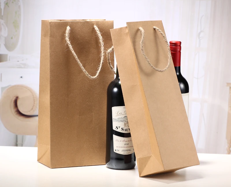 33x10x9cm 33x17x8cm Kraft Paper Wine Ng Bags Linen Handle 33x10x9cm 33x17x8cm Kraft Paper Wine Ng Bags Linen Handle Champange Jute Rope Juice Gift Bottle Carrier Jar Xmas In Other Bar Accessories From