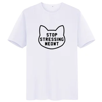 

ONSEME Stop Stressing Meowt Print t shirt Women Clothes Short Sleeve Tshirt Cotton tees Summer Funny top female T-shirt Q-379