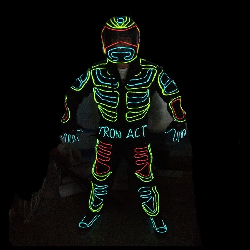 

Wecool wholesale EL wire glowing flashing ballroom costumes led luminous clothes for party dancing stage dance wear