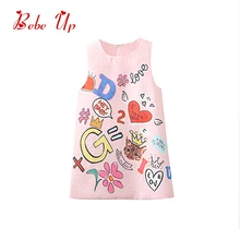 Весенние вечерние платья для маленьких девочек; модное розовое платье трапециевидной формы без рукавов с рисунком для маленьких девочек; Осенняя детская одежда принцессы