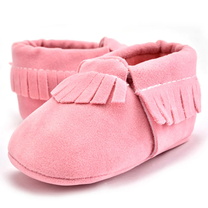 Детская обувь для маленьких девочек мягкая подошва замша кожаные мокасины мягкие Moccs Нескользящие пинетки для новорожденных Первые ходунки 0-18 месяцев - Цвет: WS-X-0074
