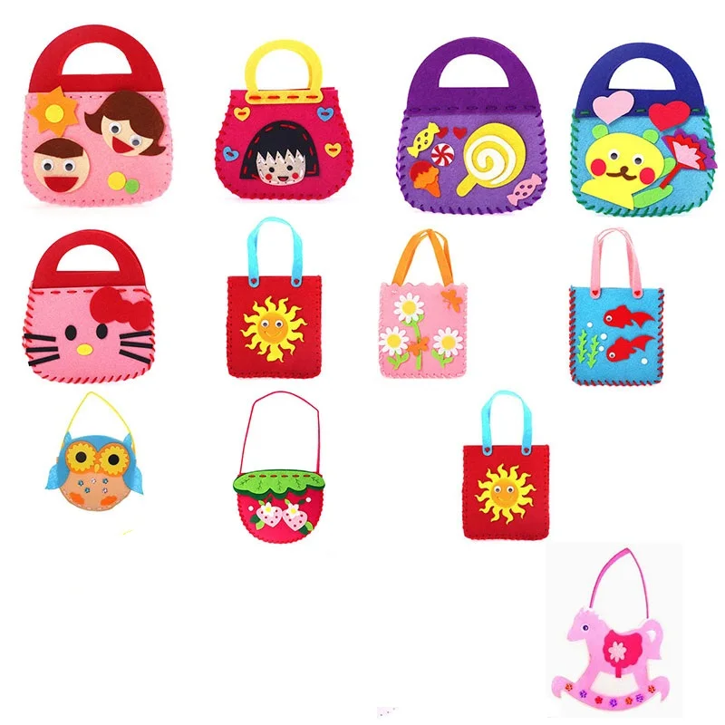 

DIY Creative Material Learning Education Handmade Cartoon Stereo Paste Fabric Hand Bag Toys Arts And Crafts For Kids Children