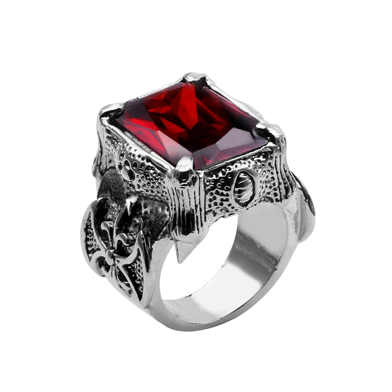 Новинка, ретро классическое роскошное кольцо с красным австрийским кристаллом, романтическое модное ювелирное изделие ручной работы для мужчин и женщин, кольцо на палец, Размер 7-12 - Цвет основного камня: white k