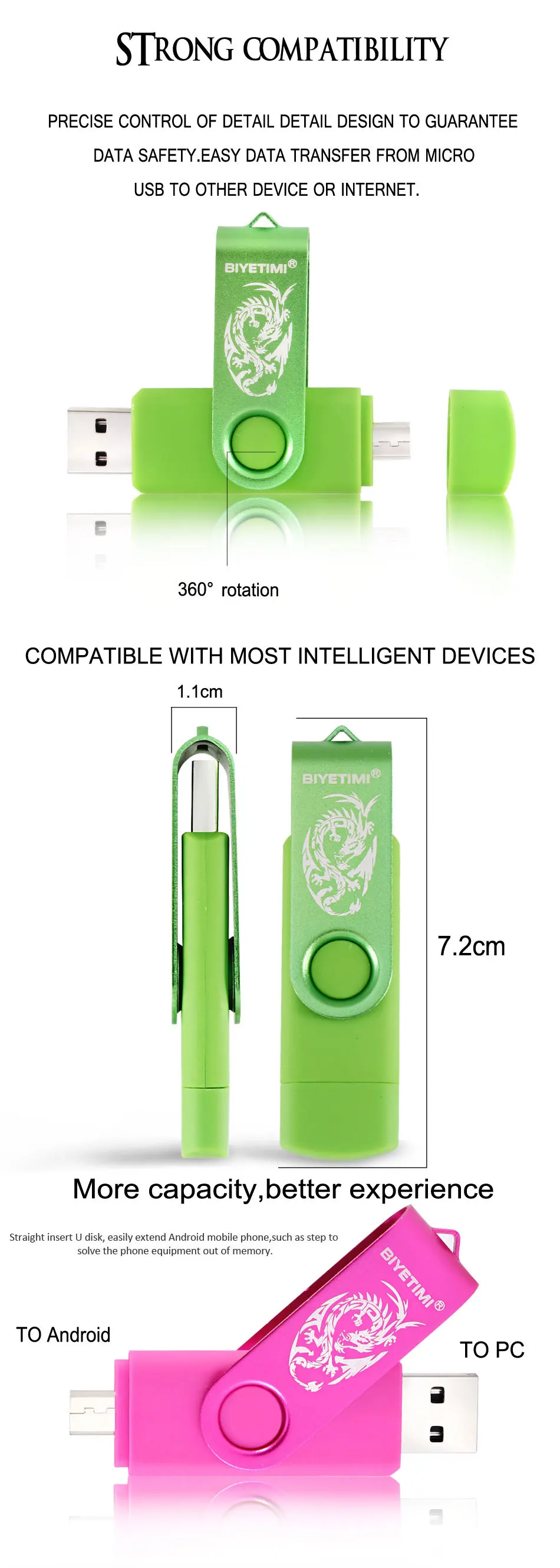 USB флеш-накопитель Biyetimi, 4 ГБ, 8 ГБ, 16 ГБ, 32 ГБ, 64 ГБ, Corlorful, OTG телефон, Daul, флеш-накопитель, карта памяти, USB флешка флеш-накопитель