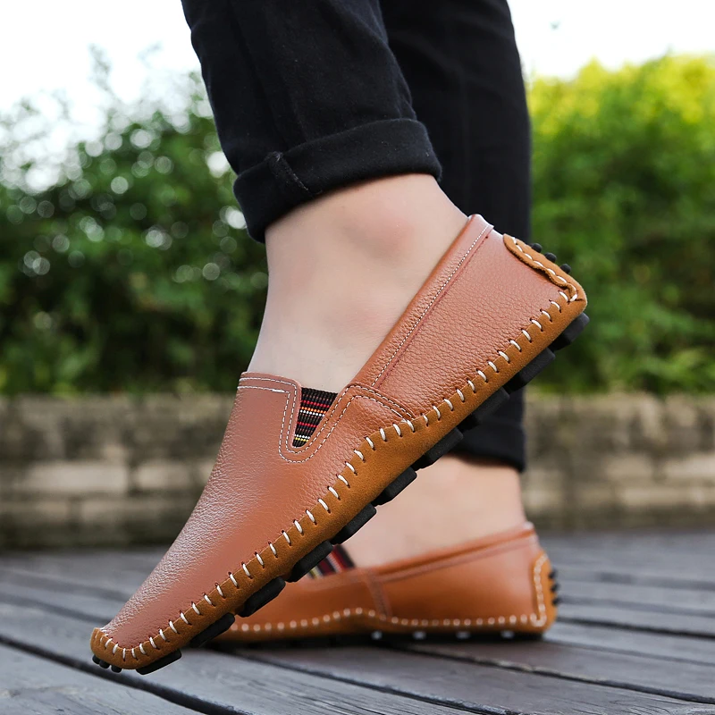 Romмедаль/мужские лоферы из натуральной кожи; мокасины; однотонная резиновая подошва; обувь для отдыха; обувь для вождения и прогулок; Повседневная обувь в британском стиле