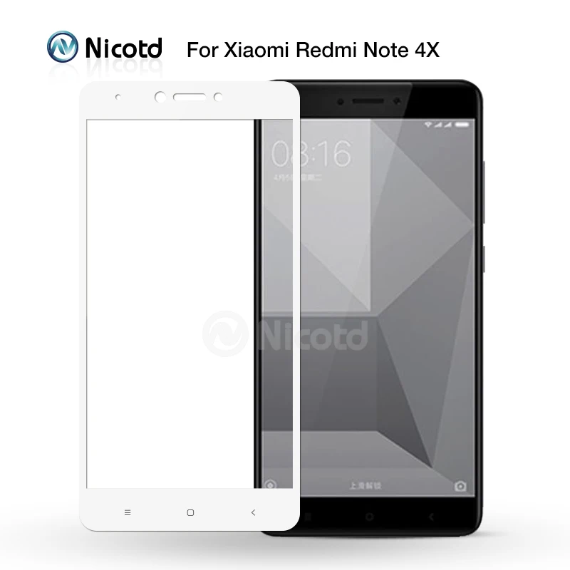 2 шт. для Xiaomi Redmi Note 4X nicodd 2.5D полное покрытие красочное закаленное стекло для Redmi Note 4 глобальная версия защита экрана - Цвет: White