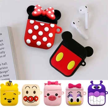 

For AirPods 1 2 Case Cute Cartoon Protective Cover Wireless Earphone Cases For Apple Air pods 2 Headphone Sleeve Pouch with Hook