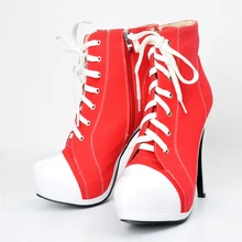 Красное полотно, белые женские ботильоны из Pu искусственной кожи на очень высоком каблуке, ботильоны на платформе г. Большие размеры 34-45, женские Ботинки на каблуке