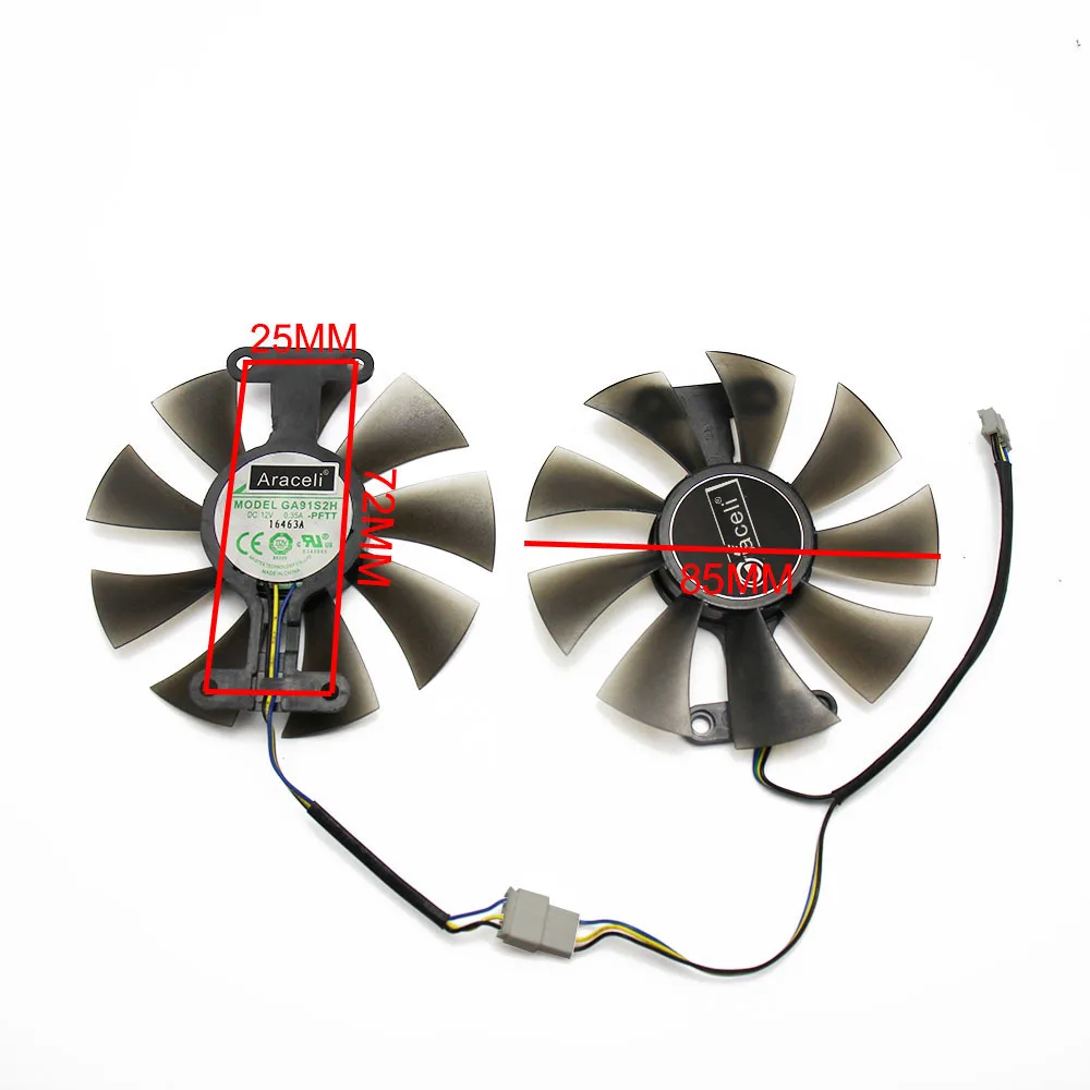 2pcs/set GA91S2H GTX 1060 EXOC 3GB GPU Cooler Fan For KFA2 GALAXY GeForce GTX1060 EXOC 6GB GeForce GTX1060 VGA Cards Cooling Fan