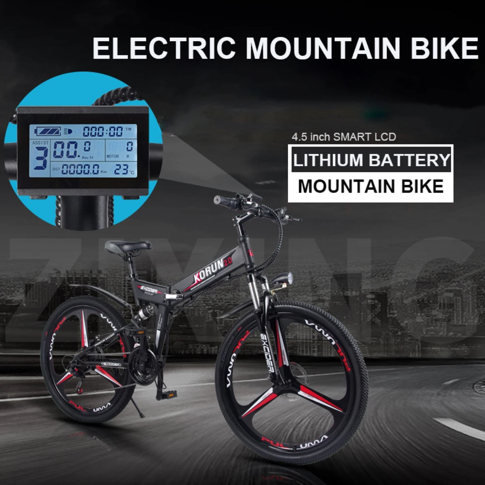 Perfect Inch Folding Mountain Bike 48 V Electric Variable Speed Double Gps App Smart Ebike Battery Built-in Lithium Battery, 40 Km / H 0