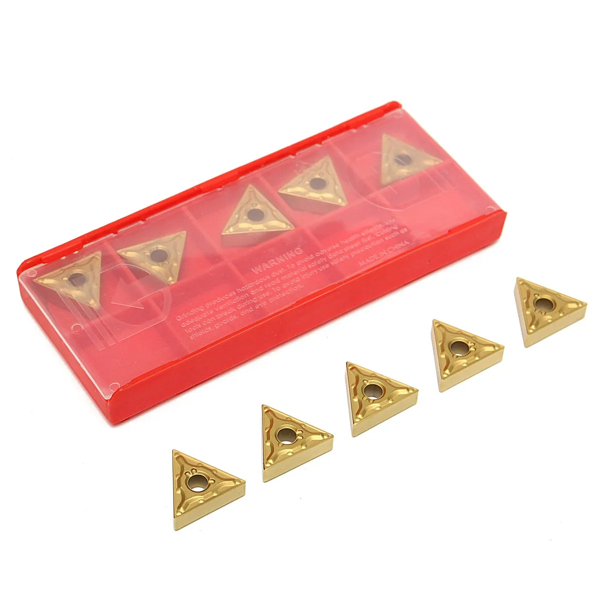 

10Pcs Gold Triangular Carbide Tips Inserts TNMG 160404 Cutter Turning Tool