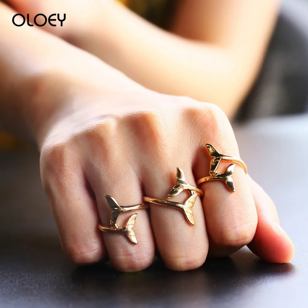 

OLOEY Fashion 1pcs Ring For Women Bohomian Creative Finger Rings Party Casual Jewelry Knuckle Ring Female Fishtail Personalized
