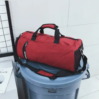 

Men Trend Fitness Bag Wear Oxford Cloth Cylindrical Sports Bag Short-distance Women Travel Bag Can Put Shoes