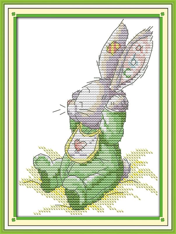 

The patch rabbit (1) Cross Stitch Kits 11CT Printed 14CT Set DIY Chinese Cotton Cross-stitch Counted Embroidery Needlework