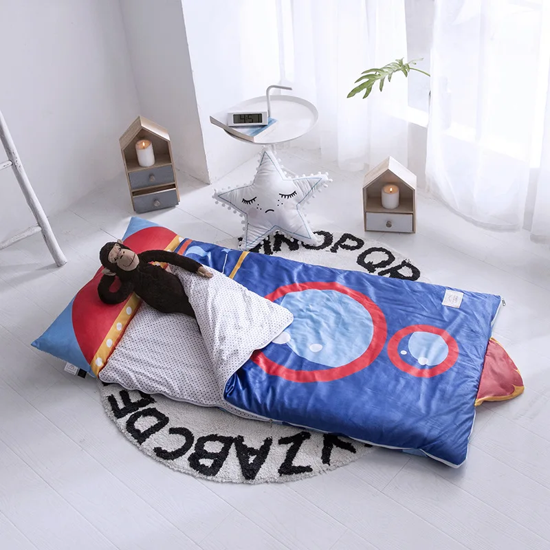 150cm*70cm Kid Sleeping Bag Thicken Quit with Pillow Warm Envelope for Bedroom Multifunctional Children Sleeping Bag