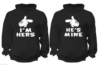 

He's Mine I'm Hers Couples Matching soft Black Unisex Hoodie