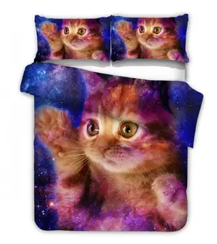 

Galaxy Cat Bedding Sets Duvet Cover Set 2/3pcs Queen King Quilt Cover Bedclothes Bed Linen(No Sheet No Filling)