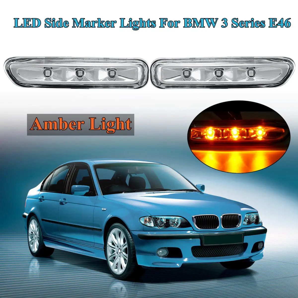 Для BMW 3 серии E46 316I 318I 325I X3 E83 E90 4D/2D 1999-2003 1 пара указатель Поворота Боковой габаритный фонарь светильник s сигнала поворота светильник - Испускаемый цвет: With Bulb Clear