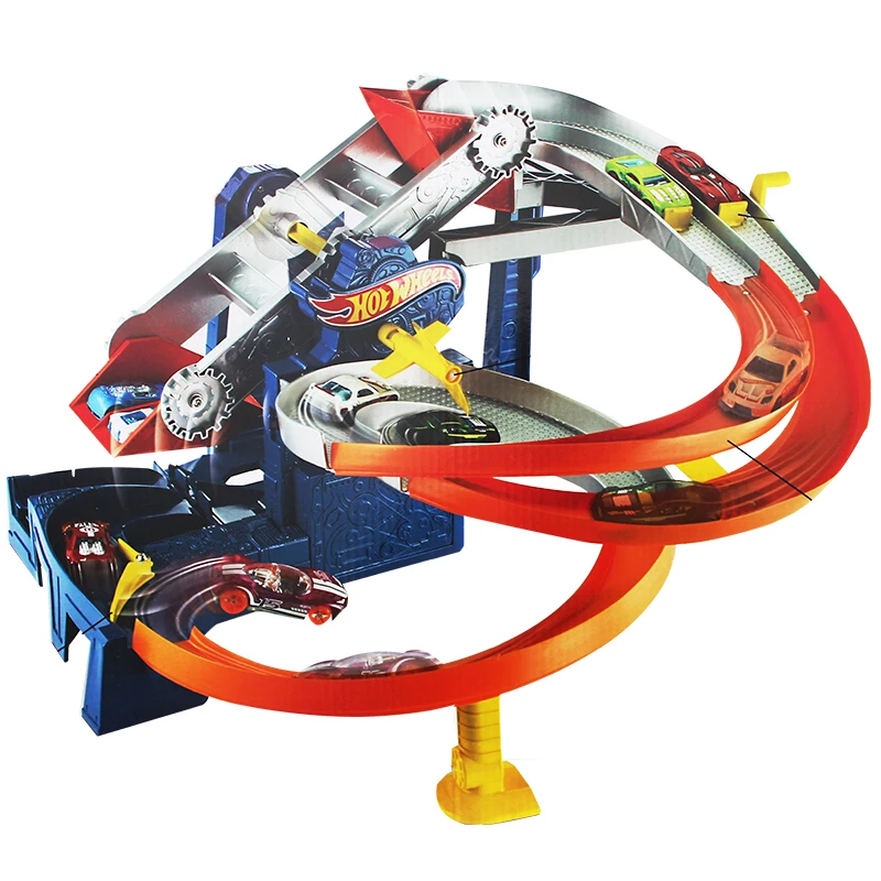 Hot Wheels Roundabout Электрический каррос трек модели автомобилей поезд дети пластиковые металлические игрушки-автомобили-горячие игрушки для детей Juguetes