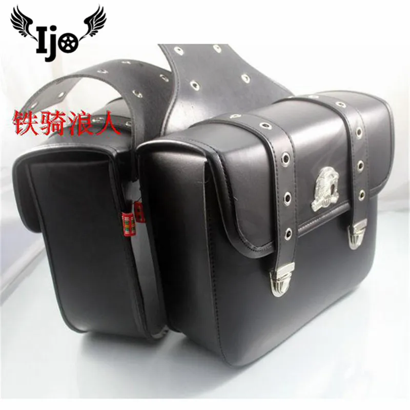 

High-quality modified saddle bag pair professional leather for kawasaki honda suzuki universal motorbike tail bag side bag