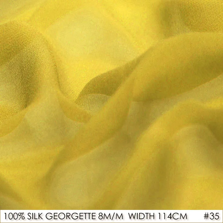 

SILK GEORGETTE 114cm width 8momme/100% Pure Silk Georgette Fabric Manufacturer Direct Sale Free Shipping Yellow NO 35