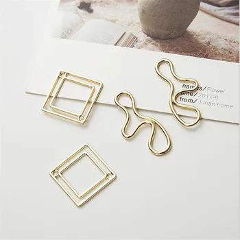 

50pcs/lot wholesale gold color metal geometric charms pendants connectors for fashion earrings diy jewelry making accessories