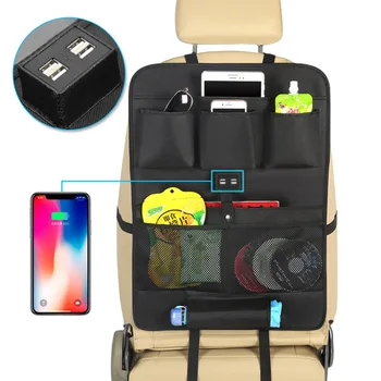

Oxford Car Backseat Organizers Portable Seats Backrest USB Charging Phone Foods CD Ipad Hanging Storage Bags Auto Organisers