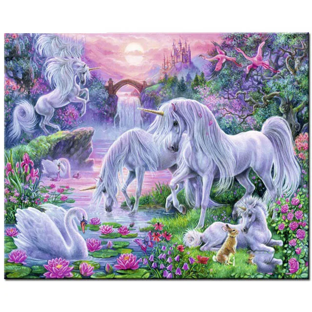 

Diamond Painting Cross Stitch Swan Unicorn Diy 5D Embroidery Crystal Full Square Mosaic Pictures