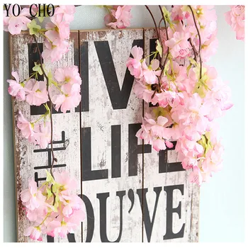 

YO CHO Artificial Cherry Blossom Tree Wedding Decoration Orchid Silk Hydrangea Branch Fake Decorative Flowers For Home Sakura