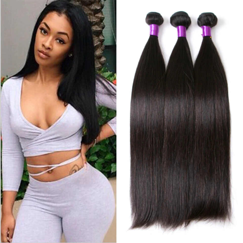 Brazilian Virgin Hair Straight 7A Unprocessed Virgin Hair Weft Cheap Brazilian Hair 4Bundles Human Hair Extensions Can Be Curled