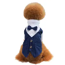 S-XXL собака кошка щенок Свадебный костюм футболка в полоску официальная одежда костюм официальная рубашка