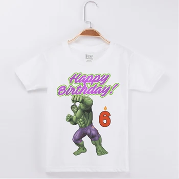 

New Children Clothing Boys T shirt Happy Birthday 1-13Y Hulk Printing Cotton Short Sleeve Boy Tees Tops Kids Clothes Camiseta