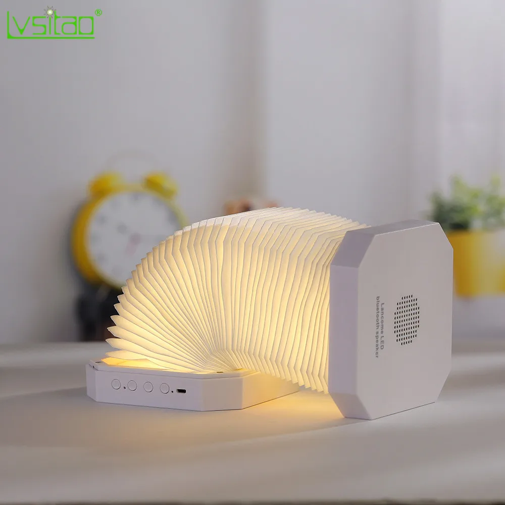 

New table Lamp LED Book Light USB charge 3in1 Folding Dupont paper Speaker Portable Bluetooth night light LED wall hanging lamps