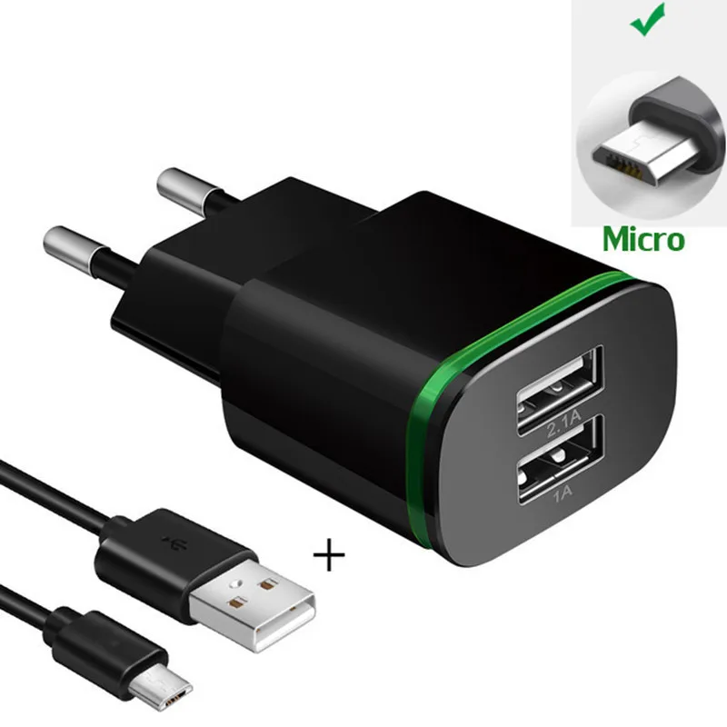 Micro USB Европейский адаптер Светодиодный светильник зарядное устройство для huawei p smart плюс honor 10i 20i 7x 6x 5x 6a 8a nova 3i y9 y3 кабель
