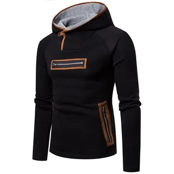 

Fashion Solid Color Hoodies Spring Autumn Long Sleeved Hooded Tops Casual Hip Pop Pullover Men Sweatshirt