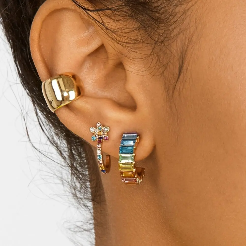 

Bohemian Glass Drop Earrings For Women Round Multi Color Statement Flower Metal Jewerly Korea Wedding BrideTravel Friend Gift