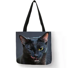 Schöne Frauen Totes Baby Katze Pissed Off Printing Handtasche Eco Leinen Praktische Große Kapazität Schule Casual Taschen für Mädchen