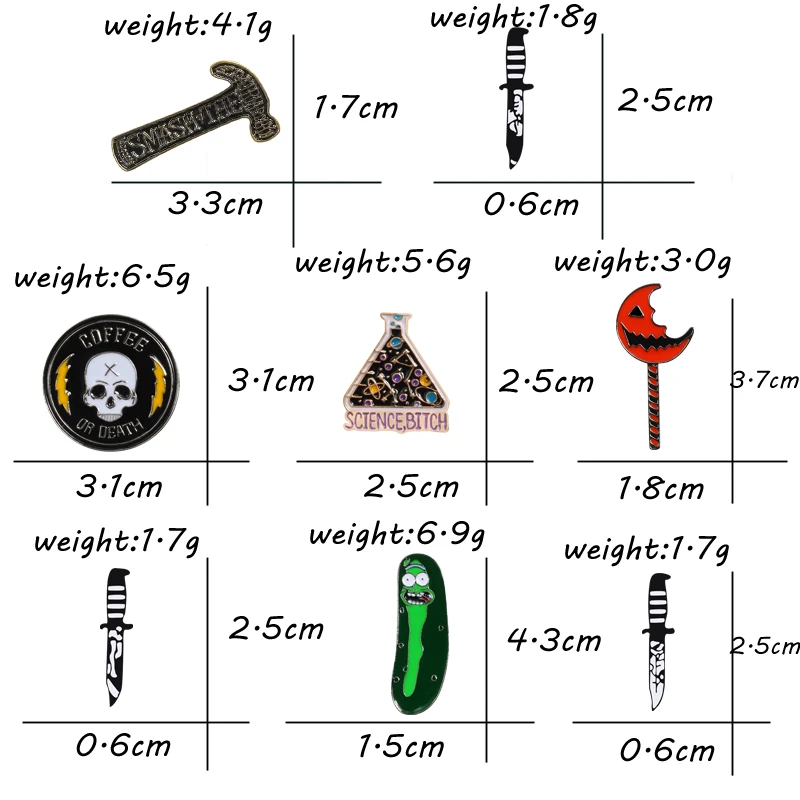 Стильные, темные, Панк броши, булавки, забавные, Чили, нож, Череп, химическая чашка, молоток, эмаль, булавка для мужчин, значок, сумка, значок, украшение, ювелирные изделия