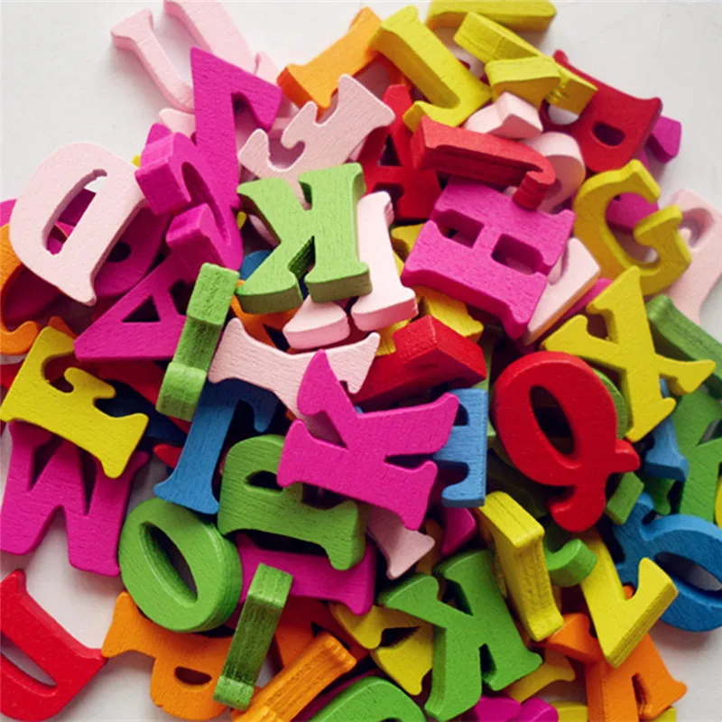 100 шт./лот DIY Деревянные алфавитные ремесла Детские игрушки Обучающие буквы для игры в слова Красочные ремесло головоломки игрушки