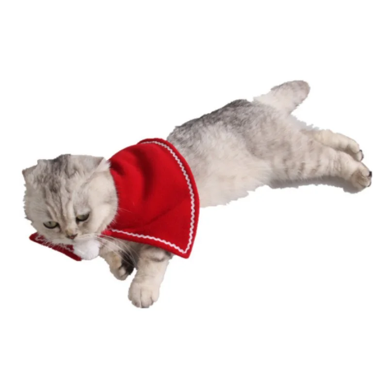 Рождественская одежда для кошки собака Кошки костюм Красный плащ олень рога шляпа и шарф кошки мелкие собаки костюмная одежда