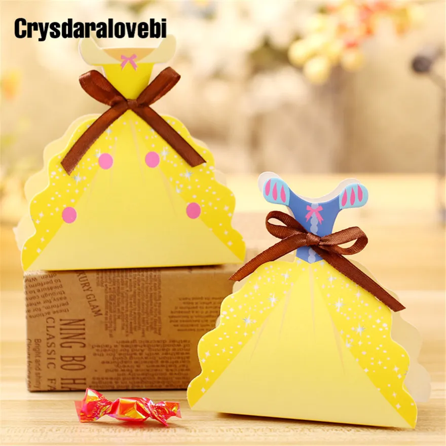 24 шт./лот платье принцессы Бумага коробка конфет свадебный подарок мешок снег белое Рождество Candy Коробки День рождения