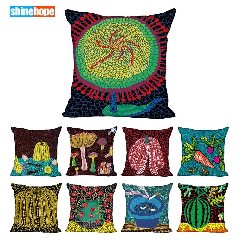 

45X45cm,40X40cm(one sides) Pillow Case Modern Home Decorative Yayoi Kusama Pillowcase For Living Room Pillow Cover